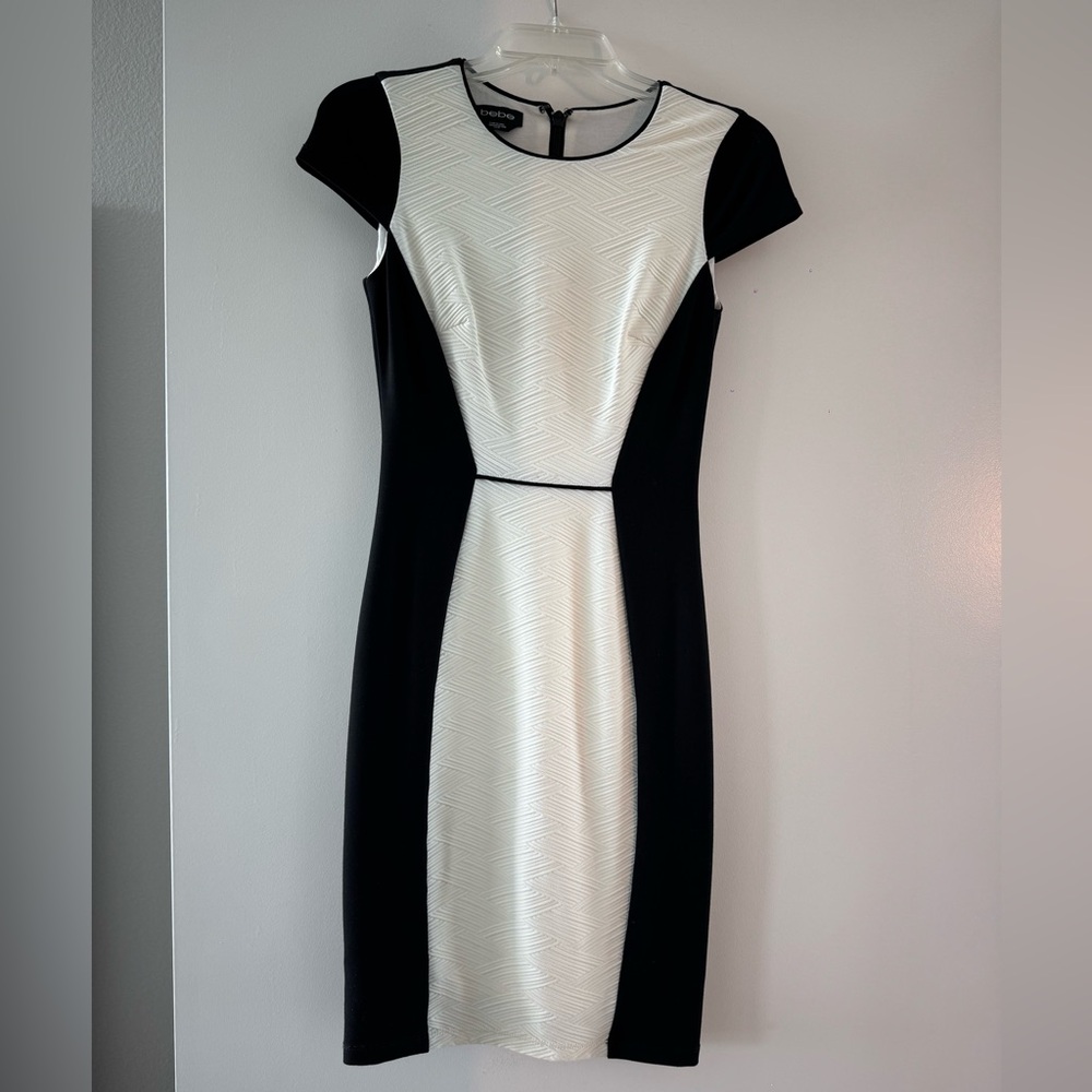 Bebe Black and White Midi Dress